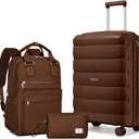 Triplayer Carry On Luggage 22x14x9 Airline Approved, 22 Inch PP Hardshell Luggage Carry-on Suitcase with Spinner Wheels, Carry On Suitcase Set for Women(Mocha