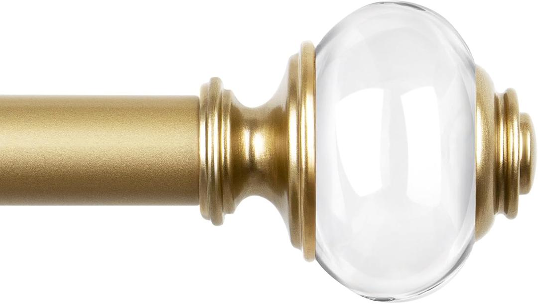 7/8 Inch Telescoping Splicing Drapery Rods 32 to 86 Inch, Curtain Rods for Windows 48 to 84, Decoration for Home with Gold Translucent Finials