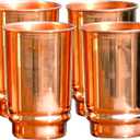 Pure Copper Tumblers Set of 4 | 350ml (11.8oz) | Handmade Ayurvedic Drinkware for Health & Wellness | Travel Copper Cups