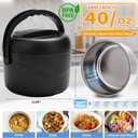 Aotto Electric Lunch Box, 40 oz Portable Food Warmer Heater, Lunch Warmer Portable for Work/Office/Car/Travel 12V/24V/110V 3-in-1, Warming Soup & Meal, Spill-Free, Men & Women's Gifts, Black
