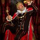 SATINIOR Red Prince Cloak Queen Robe Halloween Costume Stage Performances Royal Cape for Fathers Day Costume Party Accessory (Adult Size)