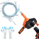 Drain Auger, Clog Remover with Drill Adapter, 25 Feet Flexible Plumbing Snake Use Manually or Powered for Kitchen, Bathroom and Shower Sink, Comes with Gloves (orange)