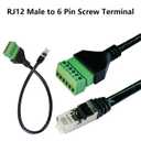 4PCS 1ft RJ12 to 6 Pin Screw Terminal,RJ12 Male Plug to Solderless 6P Screw Terminal Extender