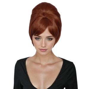 Linfairy 1960s Short Beehive Wig Perfect for Halloween Party Cosplay Bauffant Wigs (Brown)