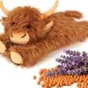 Highland Cow Stuffed Animals - Heatable Weighted Stuffed Animals, Lavender Scented Cow Plush for Sooth & Relax, Microwave Heating Pad for Period Cramps Pain & Stress Relief, Highland Cow Gifts Brown