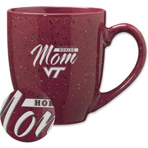 Rico Industries NCAA Virginia Tech Hokies Mom 16 oz Team Color Laser Engraved Speckled Ceramic Coffee Mug