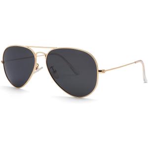 Pro Acme Aviator Sunglasses for Men Women Classic Polarized UV400 Protection ((00) Gold Frame/Black Lens)
