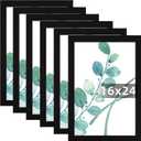 SESEAT 16x24 Picture Frame Black Set of 6, Display Pictures 16x24 Without Mat for Wall Mounting, Wall Gallery Poster Frames