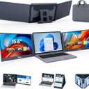 Laptop Screen Extender, 15.6" Triple Portable Monitor, Ultra-Slim 1080P FHD IPS, 360 Rotation, Single USB-C, Compatible with Mac/Windows/Android/PS4 for 11-17" Laptops