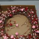 J'FLORU Valentine’s Day Wreaths for Front Door 20 Inch Valentines Day Wreath Valentines Wreath with Cute Hearts and Berries Valentine’s Day Gifts Anniversary Wedding Decorations (Red/Pink)