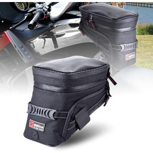 Goldfire Motorcycle Tank Bag Expandable ADV Gas Oil Fuel Tank Saddle Bag with Strong Strap Mount Water Resistant Motorcycle Storage Bag (Black)