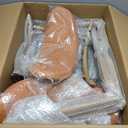 Kitchen Dining Chairs Set of 2 Modern Soft Linen Farmhouse Dining Room Chair with Metal Legs, Orange/Original