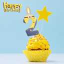 8 x Yellow Jeans Birthday Candles - Number 2 Candle Cake Topper, 2nd Birthday Decorations for Girl Boys Cartoon Theme Party Supplies