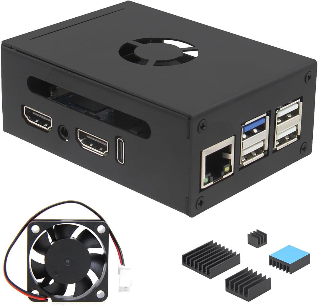 Orange Pi 5 Pro Case (N515),Metal Case with 5V 3010 Cooling Fan and 3Pcs Aluminum Heatsinks for Orange Pi 5 Pro/Max/Ultra