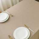 NLMUVW Natural Linen Table Cloth 6ft, Burlap Tan Tablecloth Rectangular Dining Table Cover Water Resistant for Kitchen Party Cafe, 54 x 78 Inch
