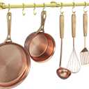 ROTHLEY Stainless Steel Hanging Pot Rack Hanger: 23.7 Inch Brass Pot and Pan Hanger Wall Mounted Hanging Pot Bar Rack Heavy Duty Pot Hangers Kitchen Rail with 8 S Hooks