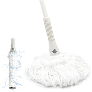 Self Wringing Mop for Floor Cleaning with 2 Reusable Heads, Easy Wringing Twist Mop with 51 Inches Long Handle and Top Scouring Pad, Wet and Dry Mops