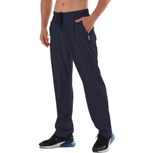 Men's Elastic Waist Hiking Pants Water Resistant Quick-Dry Lightweight Outdoor Sweatpants with Zipper Pockets (Blue, XL)