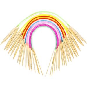 18 Pairs Circular Knitting Needles Set, Vancens Premium Bamboo Knitting Needles with Colorful Plastic Tube, 5 Kind of Tools for Weave are Included, 18 Sizes: 2mm - 10mm, 16 Inches Length