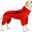 Warm Dog Coat Double Layers Dog Vest, 4 Legs Covered Windproof Waterproof Reflective, Orange 3XL (3XL (back 22"))