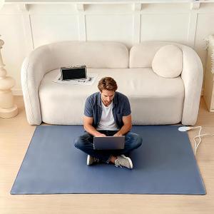 Heated Rug Mat, Heated Floor Mat with Adjustable Temperature 12 Hour Timer, Electric Heating Area Rug, Radiant Floor Heater, for Yoga (39x59inch/100x150cm)