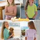 YooAurvox 4 Pack Girls Short Sleeve T Shirts, 4-Color Set, 11-12 Years