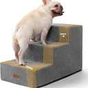 Aodisman 3Step Dog Ramp and Stairs for Sofa and Chair  NonSlip Sturdy Pet Steps for Small Dogs and Cats,15.7" H,Grey