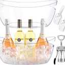 2-Pack Ice Buckets for Parties, 5.5L Clear Acrylic Beverage Tub | Shatterproof boat shaped tubs for wine. Includes 2 matching ice scoops and 1 metal corkscrew opener for mimosa bar