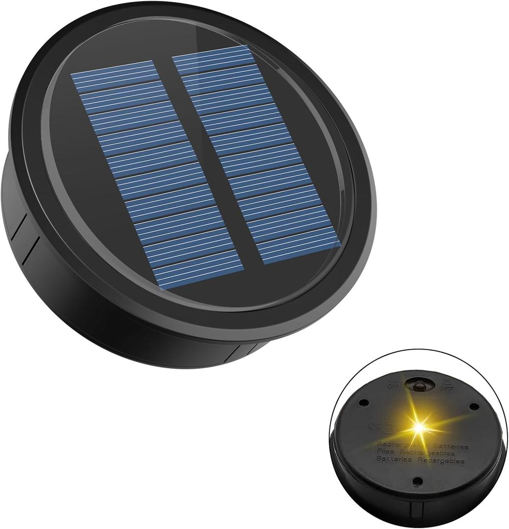 Solar Light Replacement Top(Top Size 4.05 inches, Bottom Size 3.58 inches), Warm LED Light Waterproof Replacement Solar Light Parts for Outdoor DIY Lanterns