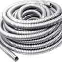 NIDAYE 50 ft 1/2 Inch Reduced Wall Flexible Metal Conduit, Galvanized Steel Outdoor Electrical Conduit for Greenfield Wiring, Cable Management