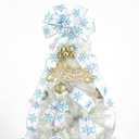 MEEDEE 2.5 Inch White Ribbon with Blue Glitter 10 Yards Wired Snowflake Ribbons Blue and White Ribbon for Christmas Tree, Winter Holiday Decor, Garlands, Wreaths, Gift Wrapping