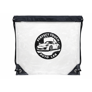 Small clear drawstring bag, black logo, 4 pcs