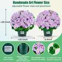 Artificial Handmade Geraniums with Flowers Scent 2 Pots Pink White Purple Lavender Lifelike Faux Geraniums Bushes Fake Flowers for Wedding Party Home Office Indoor Outdoor Plants Decor