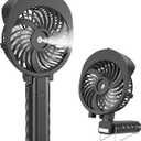 HandFan Handheld Fan, Water Cooled, USB Rechargeable Battery, with 3 Speeds Mini Table Fan 2 in 1 with Laptop Sockets for Travel, Home (Black)