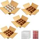 4 Sets Moving Boxes with Divider Kits, 12.5" x 12.5" x 4.5" Glassware Dish Packing Boxes, Shipping Boxes with Foam Pouches Ideal for Home Moving, RV Travel, and E-Commerce Shipping