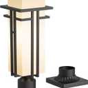 Outdoor Post Light Fixture - Aluminum Lamp Posts Outdoor Lighting, Outdoor Lightpost Lantern with 3-Inch Pier Mount Base Outside Pole Lighting for Porch Garnden (17.3''H, 1 pc)