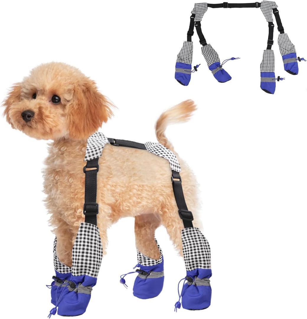 Dog Boots Leggings Waterproof Dog Boots Anti-Slip Dog Shoes Pet Paws Protector Dirty-Proof Dog Outdoor Walking Running Hiking Booties with Dog Leggings Shoes for Small Dogs Puppy