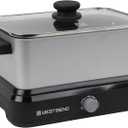 West Bend Versatility Slow Cooker Large Capacity Non-stick Cooking Vessel & Variable Temperature Heating Base Includes Travel Lid and Storage Bag, Range and Oven-Safe Cooking Pot, 5-Quart, Silver