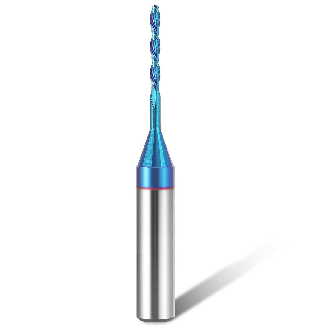 HQMaster 1/16 inch Spiral Router Bit Downcut 1/4 inch Shank Solid Carbide CNC Router Bit with Nano Blue Coating CNC Bits End Mill for Woodwork Mortise Slot Trim (1/16Dia x 1/2CL x 2OAL)