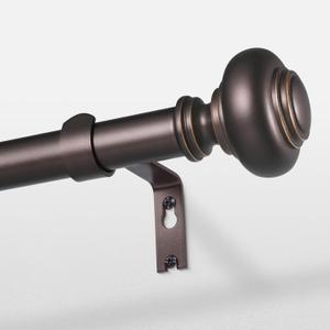 Long Bronze Curtain Rods for Windows 66 to 120 Inch, Decorative Heavy Duty Single-Side Adjustable 1'' Antique Brown Curtain Rod, Vintage Rustic Metal Drapery Pole for Farmhouse Living Room