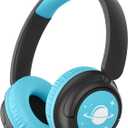 iClever BTH22 Kids Bluetooth Headphones, 60H Play Time, 74/85 dBA Safe Volume, Bluetooth 5.4, USB C, Over Ear Kids Headphones Wireless with Mic AUX Cord for iPad/Tablet/Travel/School (Black/Blue)