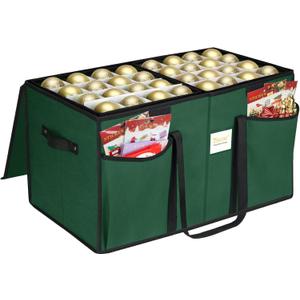 BALEINE Christmas Ornament Storage Box with Dividers, Premium Holiday Ornaments Storage Container Bin for Xmas Decorations (128 Ball, Green, Without Tray)