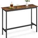VASAGLE Bar Table, Kitchen Dining Table, High Top Pub Table, Bar Height Cocktail Table for Living Room Party, Sturdy Metal, 15.7 x 47.2 x 35.4 Inches for Narrow Spaces, Rustic Brown and Ink Black