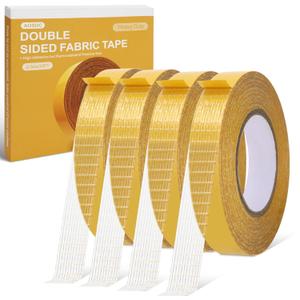4 Pack 0.5 in x 33FT/10mDouble Sided Fabric Tape Heavy Duty for HemFashion Dress, Cloth CurtainsHigh Adhesive Sticky but Removable and Residue Free, No Sewing or Ironing NeedMultipurpose,