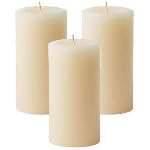 Mister Candle Dripless Unscented Ivory Pillar Candles Hand Poured, Solid Color Non-Scented Candles for Home Decor, Premium Wax, 80 Hr Burn Time, 3x6 Inch