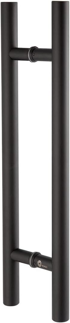 TOGU TG-6012 24 inches Solid Standoffs Heavy-Duty Commercial Grade-304 Stainless Steel Push Pull Door Handle/Barn Door Pull Handle/Glass Pulls, Matte Black Finish (24-IN Length/1.26-IN Cross Section Diameter)