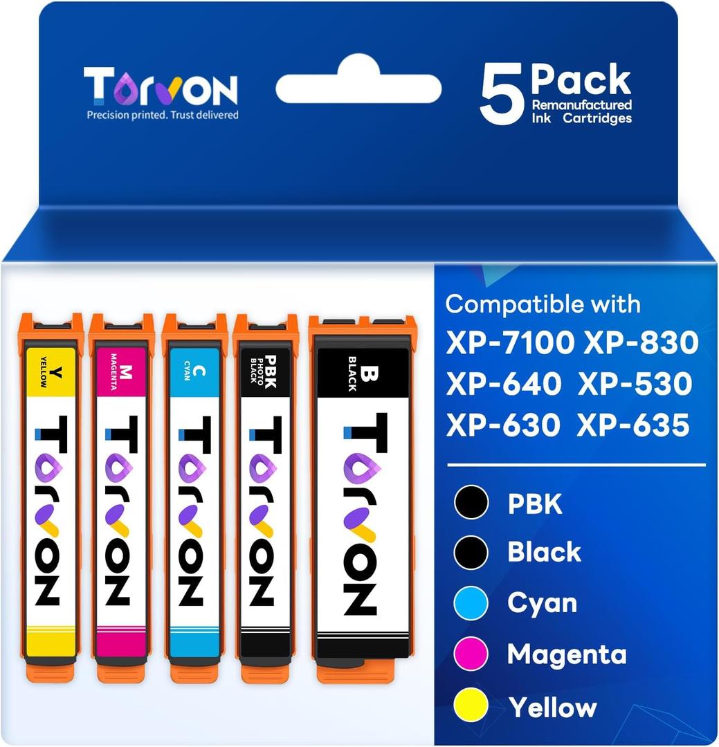 Remanufactured Ink Cartridge Replacement for Epson 410xl 410 T410 T410XL Ink Cartridges 5 Pack Compatible with Expression XP-7100 XP-530 XP-630 XP-640 XP-900 XP-830 Printers