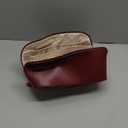 EACHY Travel Makeup Bag, Large Capacity Cosmetic Bag for Women, Waterproof PU Leather, Flat Open Portable Toiletry Bag for Skincare, Brushes & Travel Essentials (AO-Red)