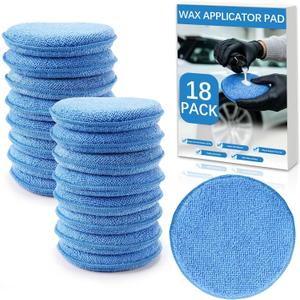 18 Pack Car Wax Applicator Pad 5 Inch, Foam Microfiber Applicator Pad for Car Buffing, Detail Polishing, Tire Shine Applicator, Cleaning and Fine Polishing