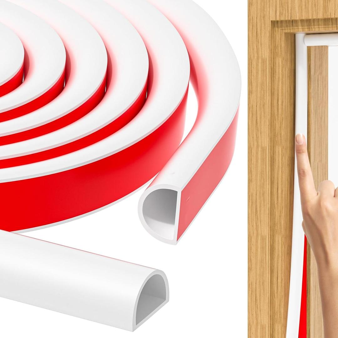 23ft Weather Stripping Door Seal, Silicone Weather Stripping Self Adhesive Door Seal Strip for Door Frame/Window (White 9/16"(W)15/32"T)23ft(L)